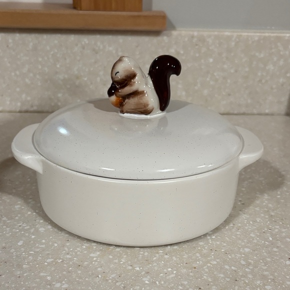 Circo Other - White Ceramic brie baker Dish with Squirrel Handle